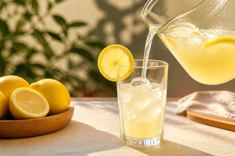 Ice and lemon wheels