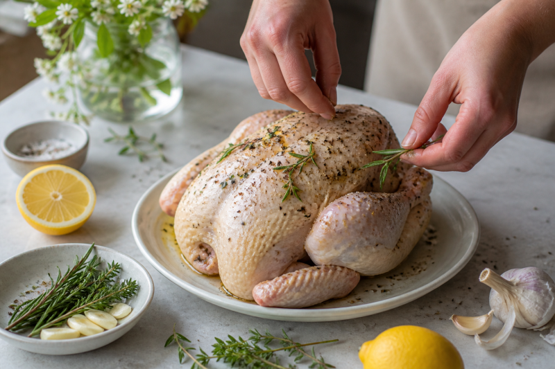 Dress in lemon and herbs