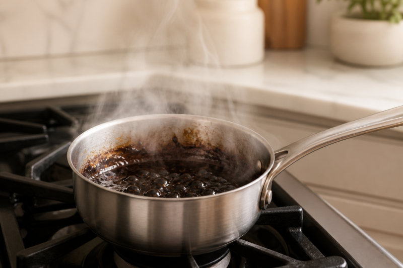 Simmer the balsamic ribbon