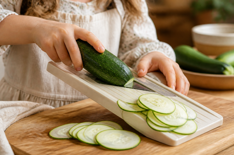Shave the zucchini thin