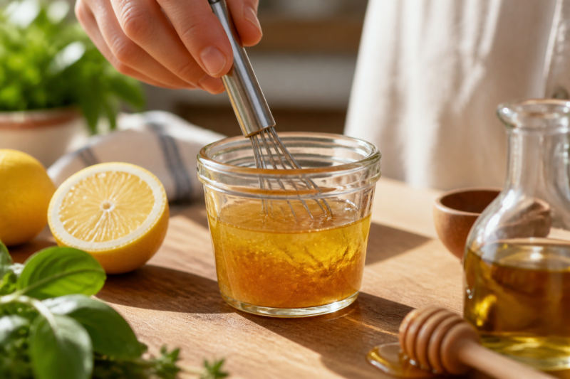 Whisk the honey ribbon