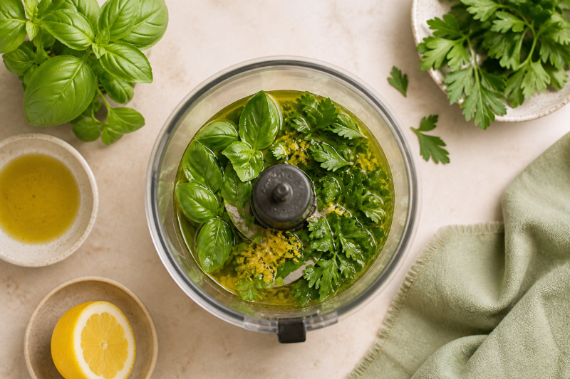 Blend the green dressing