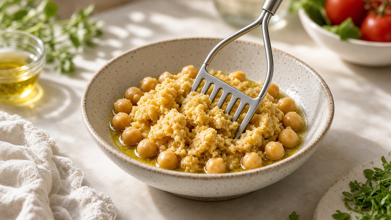Mash the chickpeas