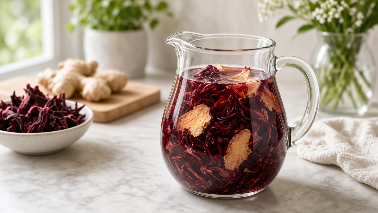 Steep hibiscus and ginger