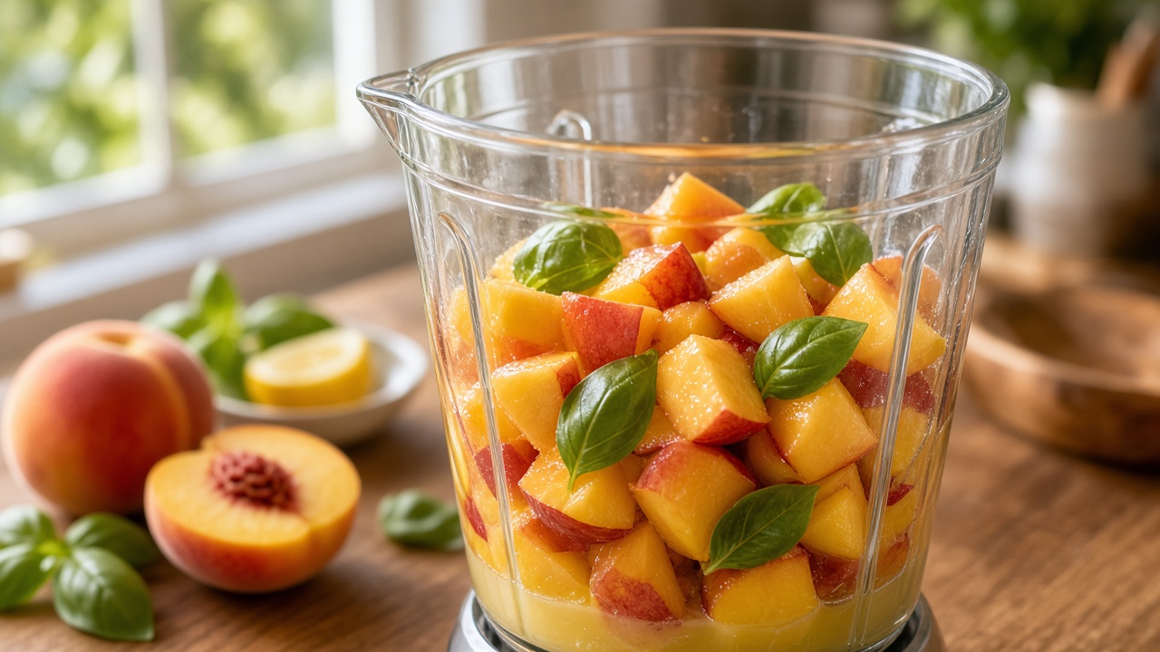 Blend the peaches