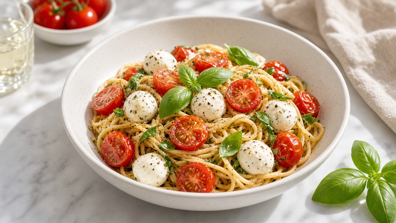 Fifteen-Minute Caprese Pasta