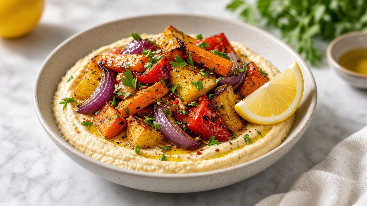 Roasted Veggie Hummus Bowl