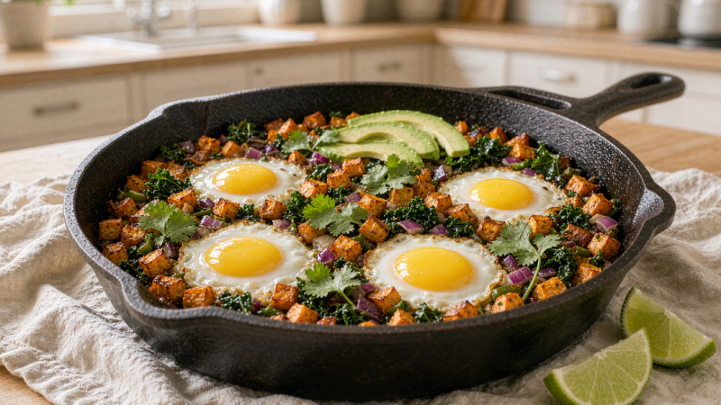 Sweet Potato Hash with Kale & Eggs