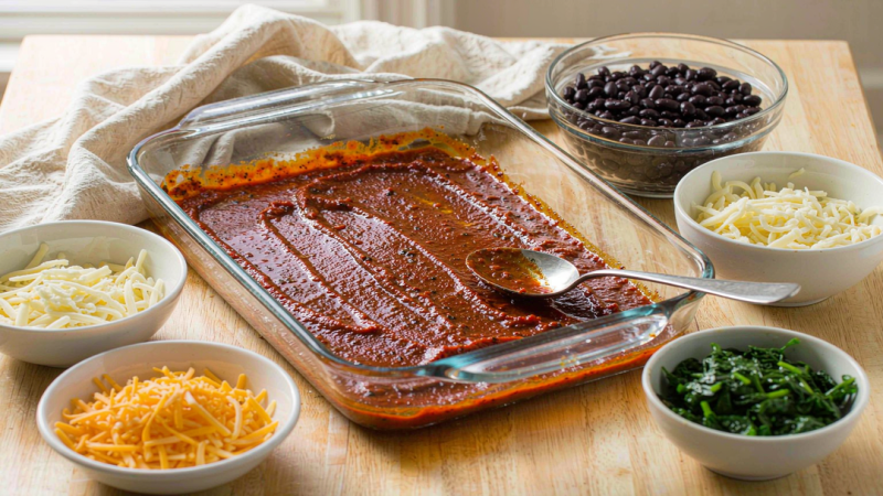 Prep the dish and tortillas