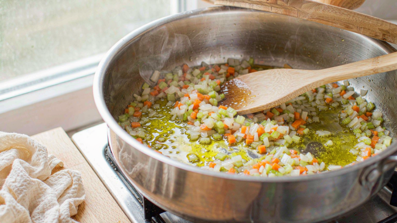 Soften the vegetables