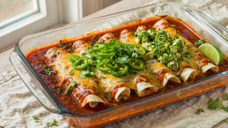 Easy Cheese Enchiladas with Black Beans & Spinach