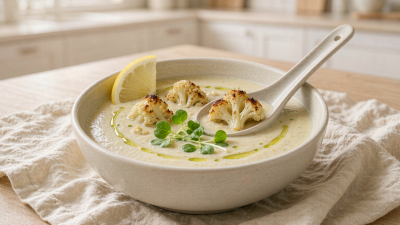 Roasted Cauliflower Miso Soup