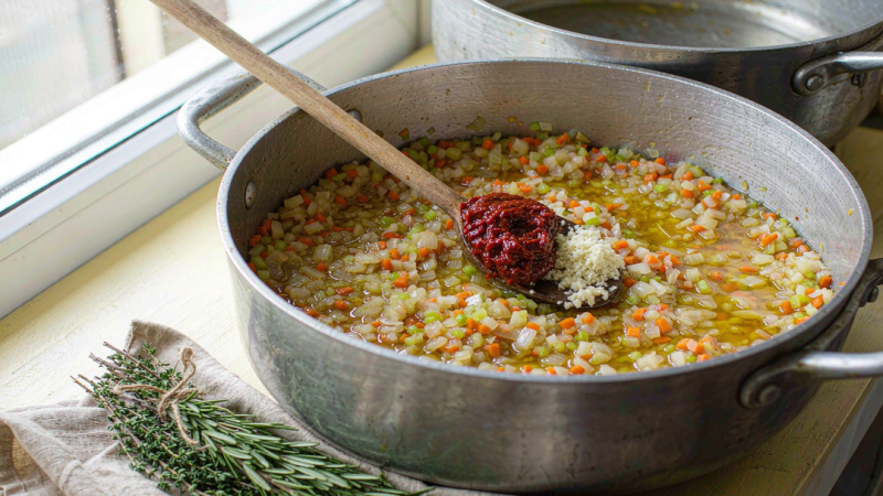 Soften the vegetables