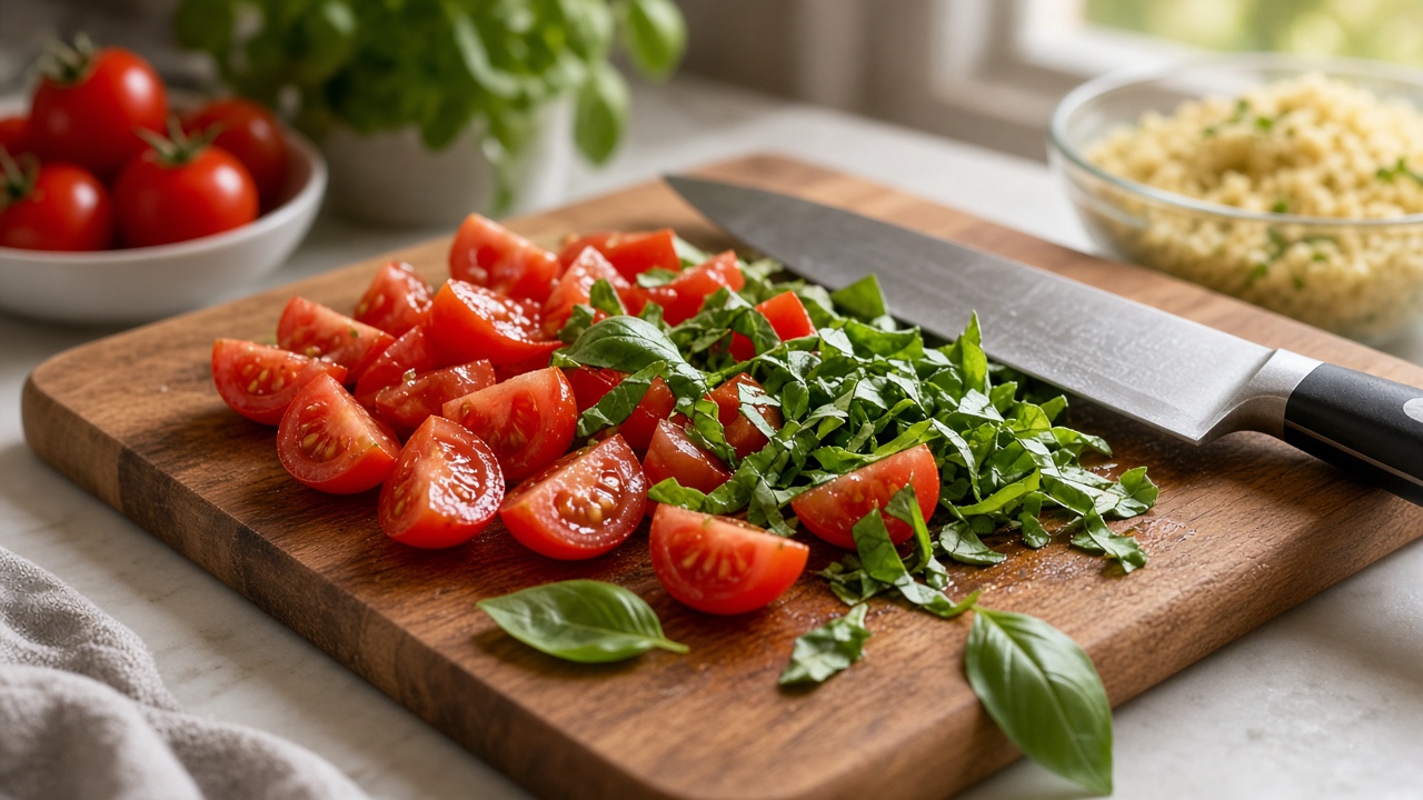 Chop the garden toppings