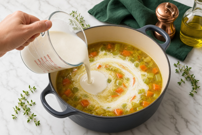 Add broth and gnocchi