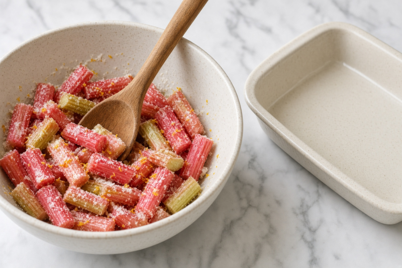 Toss the rhubarb