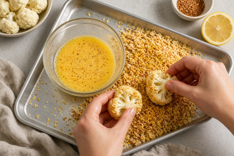Bread the cauliflower
