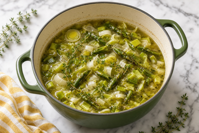 Simmer the asparagus