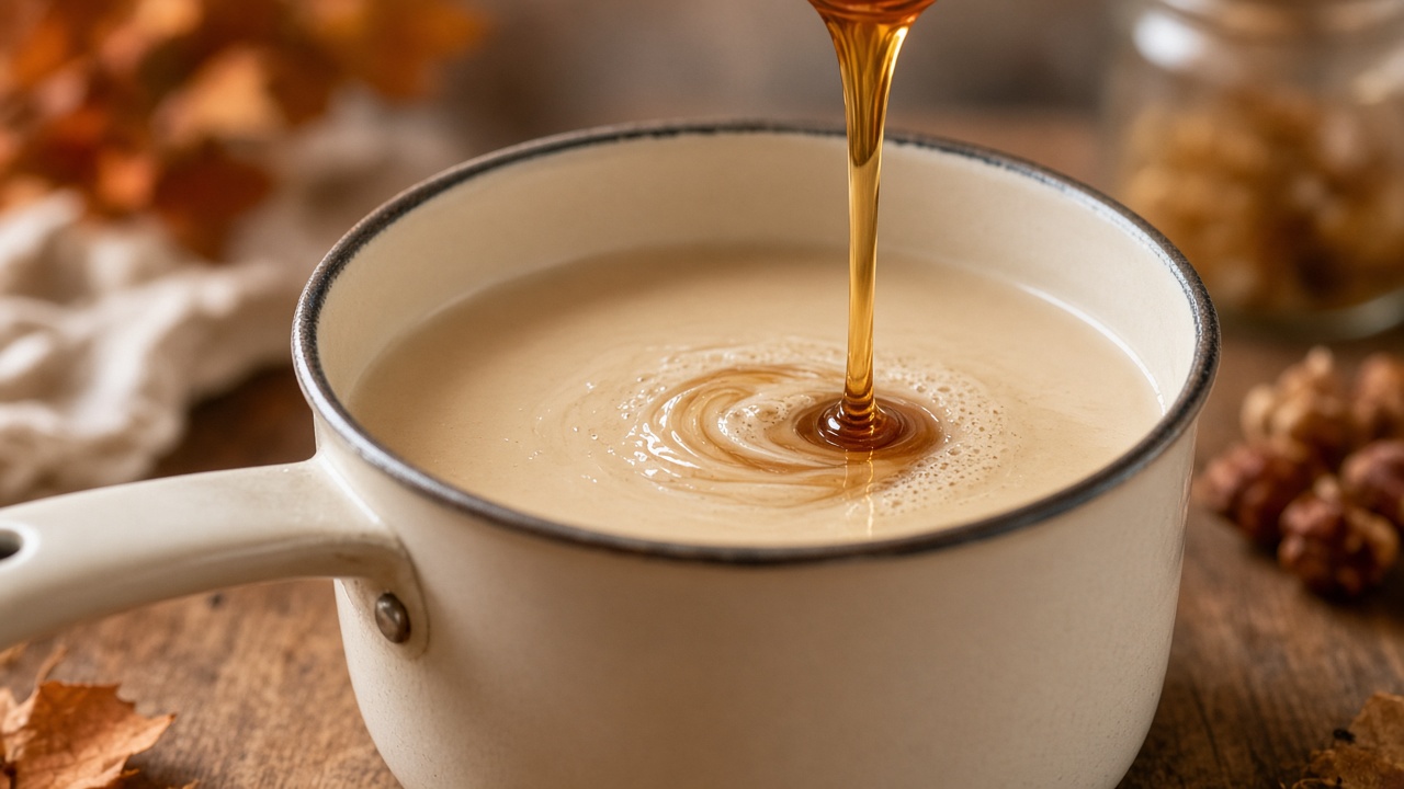 Heat and sweeten the oat milk