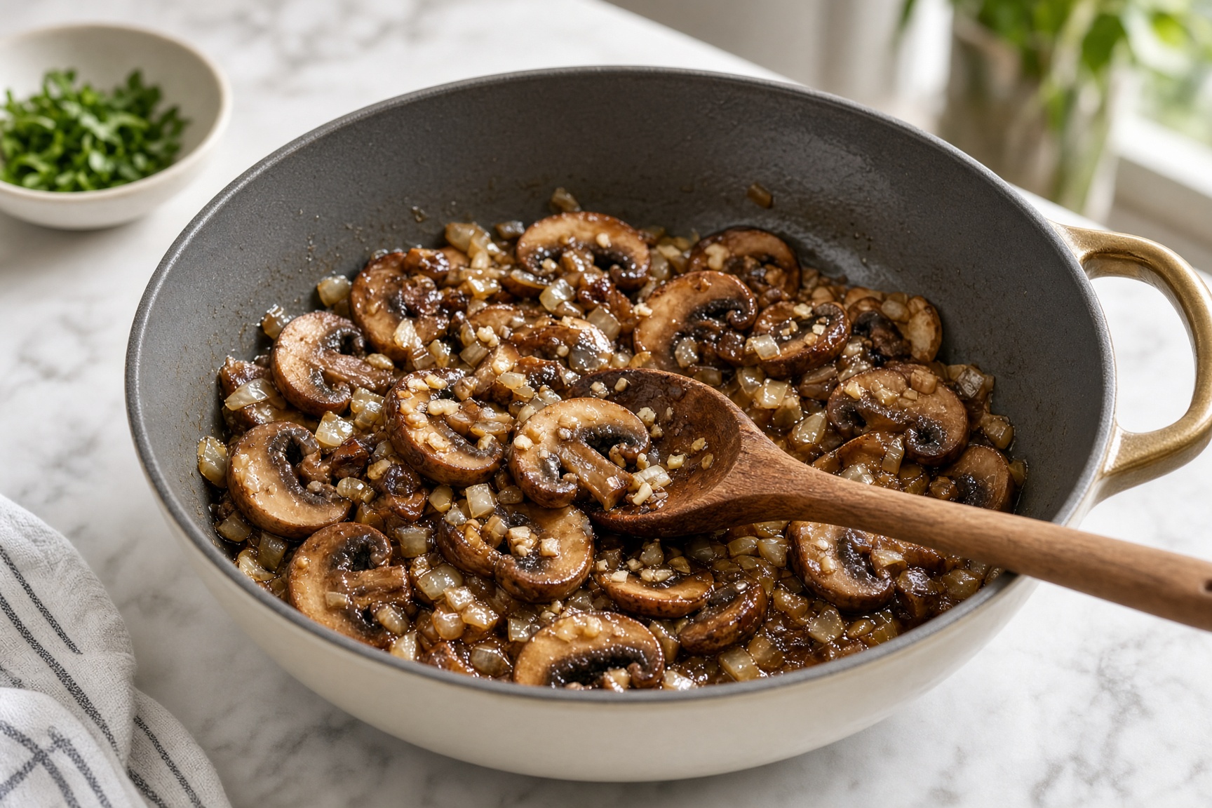 Brown the mushrooms