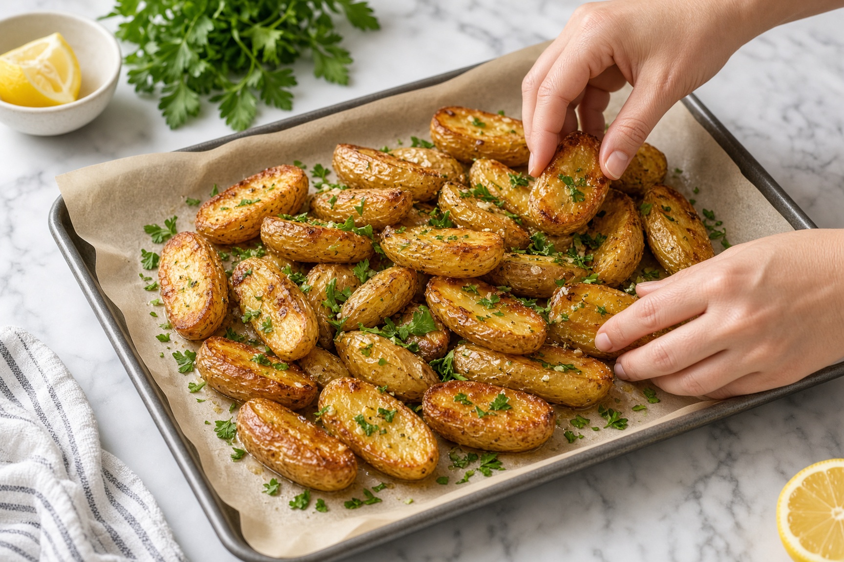 Finish with herbs and lemon