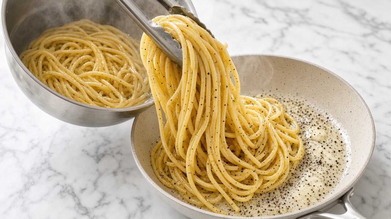 Transfer the pasta